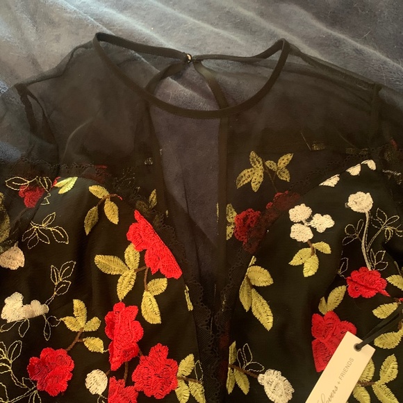 NWOT Lovers + Friends black and red floral lace romper jumpsuit - Picture 5 of 7